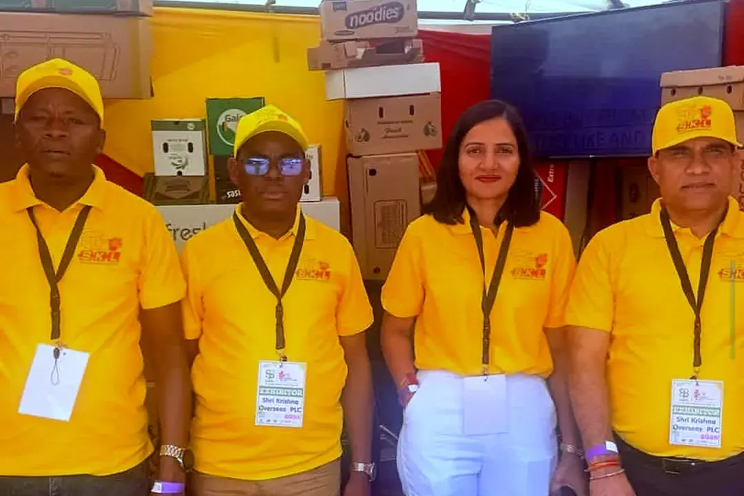 Visitors and SKL team at the Shri Krishana Overseas PLC stand at the Naivasha Horticulture Fair 2026 - 2