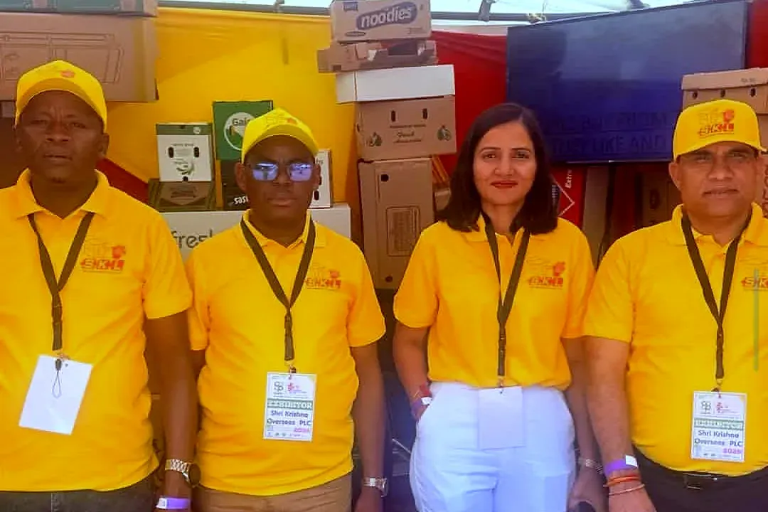 Visitors and SKL team at the Shri Krishana Overseas PLC stand at the Naivasha Horticulture Fair 2026 - 2